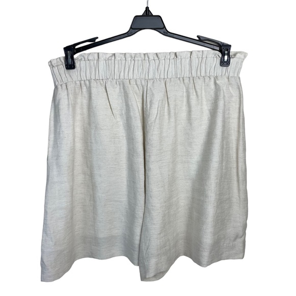 H&M Shorts Womens Sz 10 Paperbag Linen High Rise Lightweight Pull on Beige - Picture 3 of 8